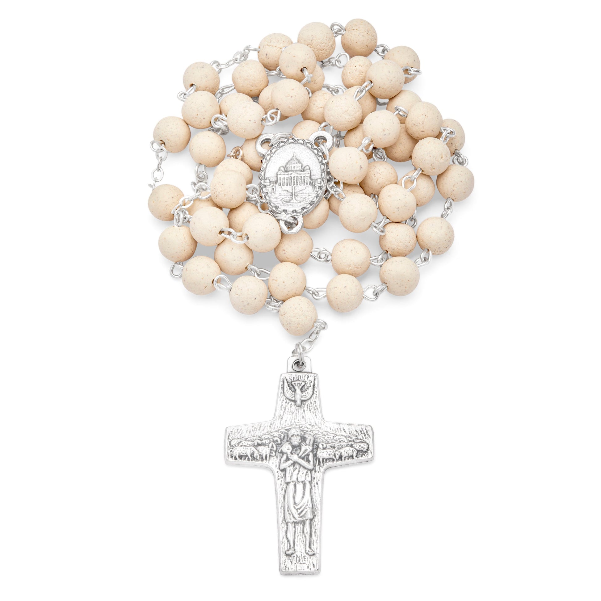 MONDO CATTOLICO Prayer Beads 49 cm (19.29 in) / 6 mm (0.23 in) Pope Francis Jasmine Rosary