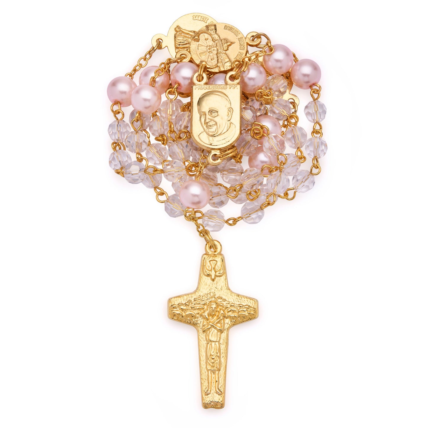 MONDO CATTOLICO ROMA Prayer Beads 52 cm (20.47 in) / 72 cm (28.35 in) / 6 mm (0.24 in) Pope Francis Pearl and Glass Rosary