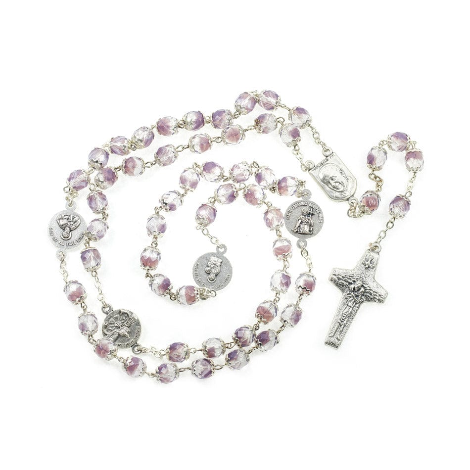 MONDO CATTOLICO Prayer Beads Pope Francis Purple Crystal Rosary beads