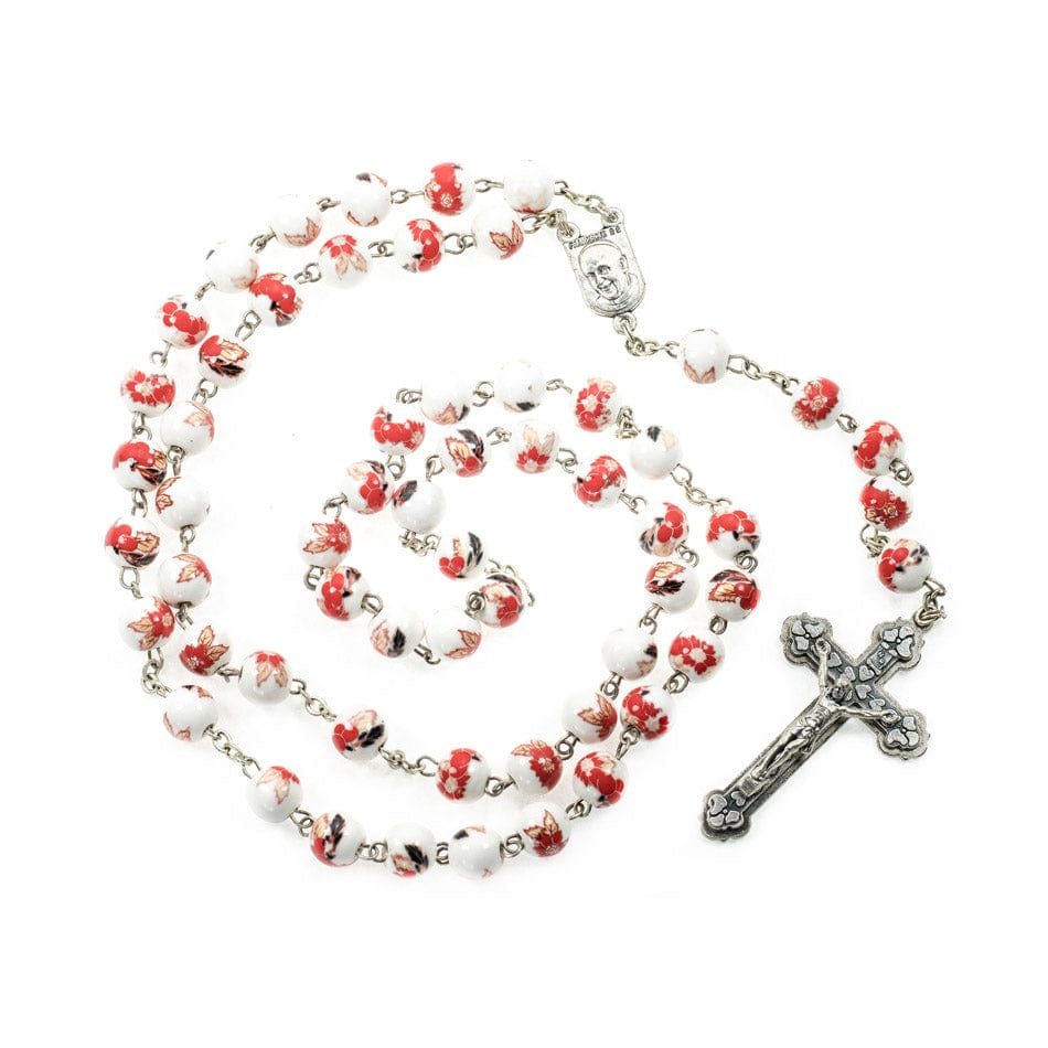 MONDO CATTOLICO Prayer Beads 54.5 cm (21.45 in) / 6 mm (0.23 in) Pope Francis Red Ceramic Rosary Beads