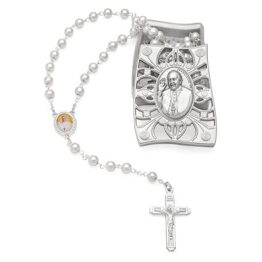MONDO CATTOLICO Prayer Beads 51 cm (20 in) / 6 mm (0.23 in) Pope Francis Rosary and Holder