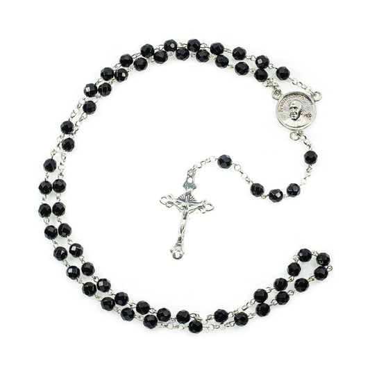 MONDO CATTOLICO Prayer Beads 32.5 cm (12.79 in) / 4 mm (0.15 in) Pope Francis Rosary Beads in Crystal and Sterling Silver