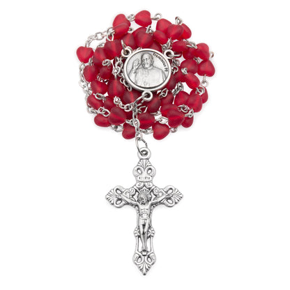 MONDO CATTOLICO ROMA Prayer Beads Pope Francis Rosary with Red Heart Beads