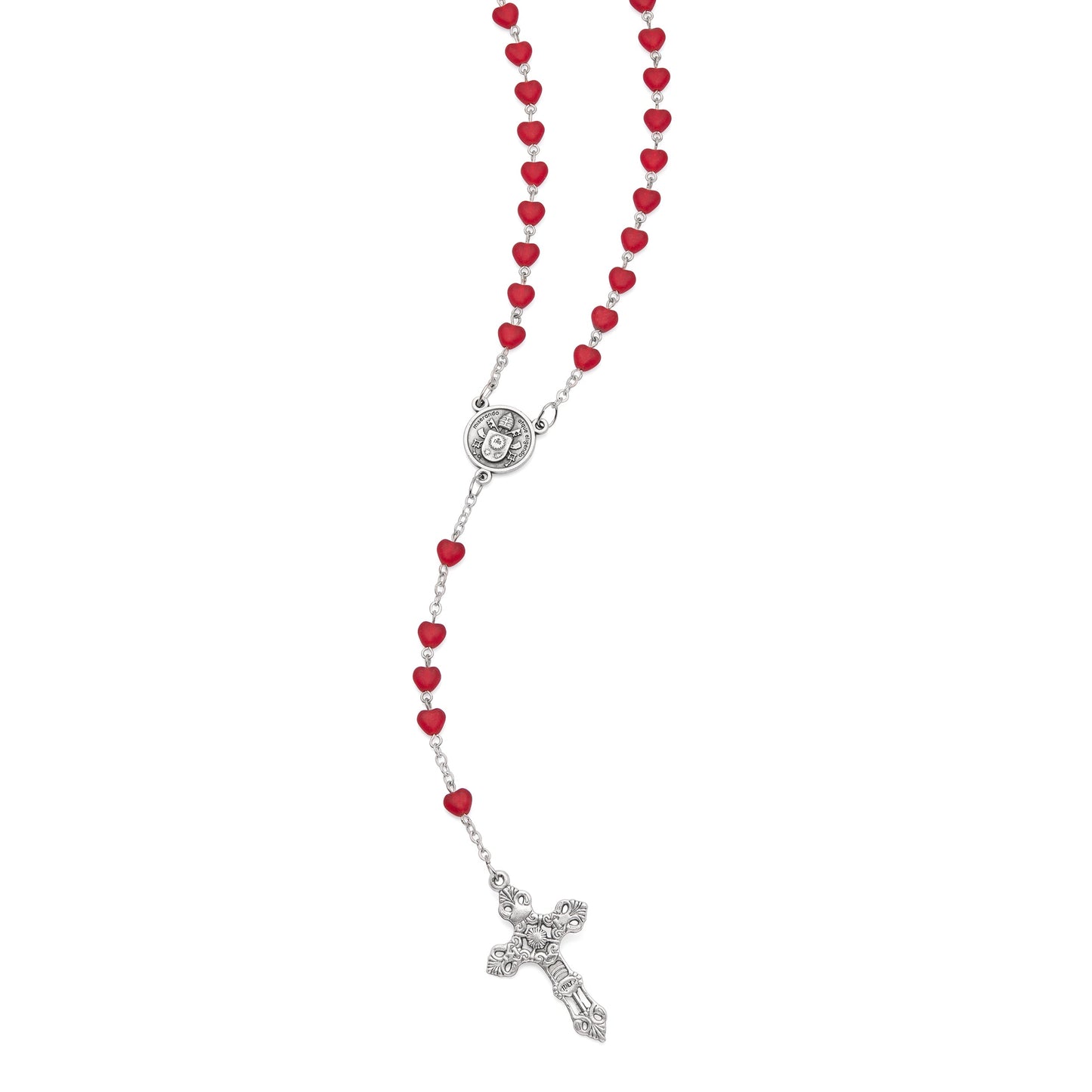 MONDO CATTOLICO ROMA Prayer Beads Pope Francis Rosary with Red Heart Beads