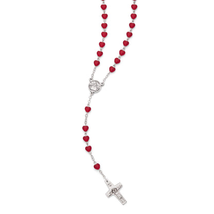 MONDO CATTOLICO ROMA Prayer Beads 45 cm (17.72 in) / 63 cm (24.80 in) / 5 mm (0.20 in) Pope Francis Rosary with Red Heart Beads