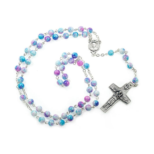 MONDO CATTOLICO Prayer Beads Pope Francis Variegated Glass Rosary Beads