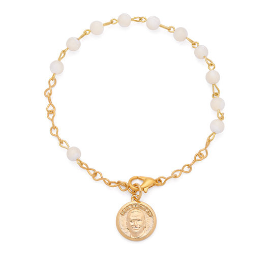 MONDO CATTOLICO ROMA Bracelet 19 cm (7.48 in) / 4 mm (0.16 in) Pope Leo XIV Bracelet in Gold-Tone with Synthetic Pearl Beads