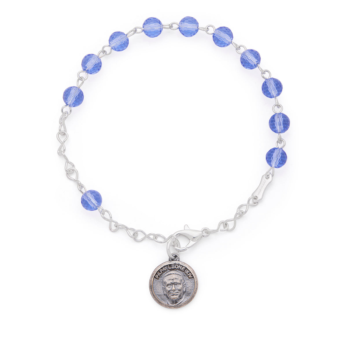 MONDO CATTOLICO ROMA Bracelet 19 cm (7.48 in) / 6 mm (0.24 in) Pope Leo XIV Bracelet with Blue Crystal Beads