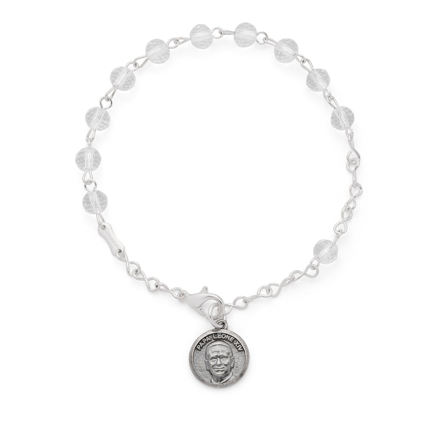 MONDO CATTOLICO ROMA Bracelet 19 cm (7.48 in) / 6 mm (0.24 in) Pope Leo XIV Bracelet with Clear Crystal Beads