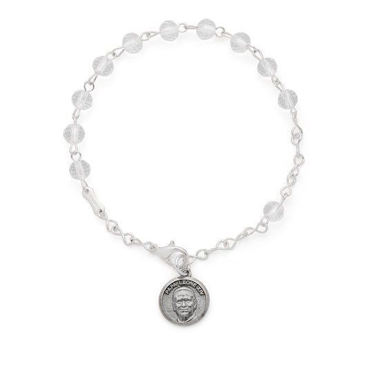 MONDO CATTOLICO ROMA Bracelet 19 cm (7.48 in) / 6 mm (0.24 in) Pope Leo XIV Bracelet with Clear Crystal Beads