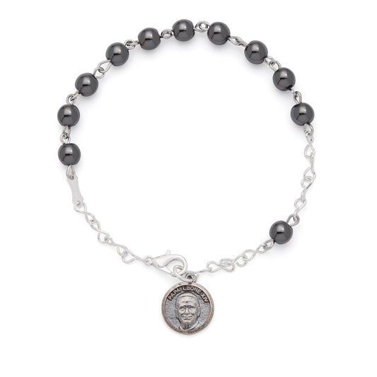 MONDO CATTOLICO ROMA Bracelet 19 cm (7.48 in) / 6 mm (0.24 in) Pope Leo XIV Bracelet with Hematite Beads