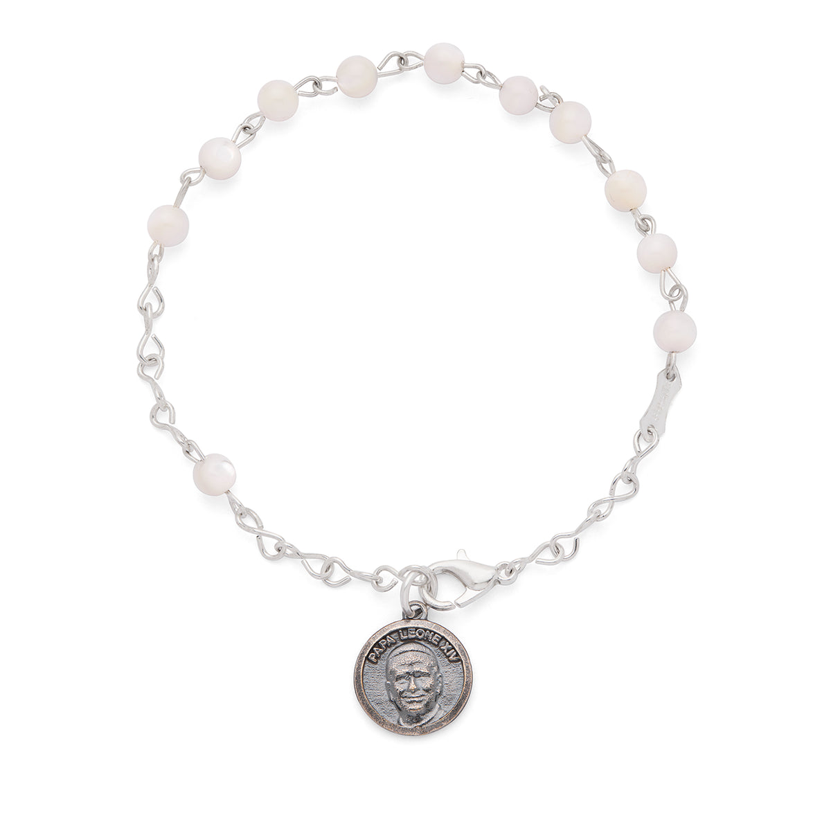 MONDO CATTOLICO ROMA Bracelet 19 cm (7.48 in) / 4 mm (0.16 in) Pope Leo XIV Bracelet with Mother of Pearl Beads