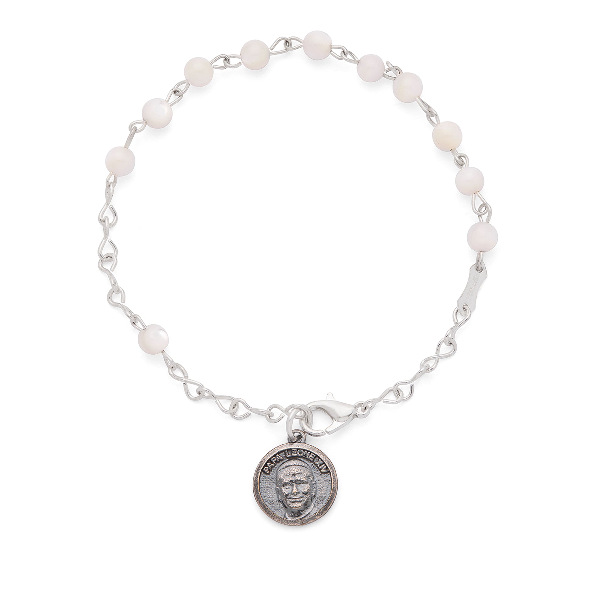 MONDO CATTOLICO ROMA Bracelet 19 cm (7.48 in) / 4 mm (0.16 in) Pope Leo XIV Bracelet with Mother of Pearl Beads