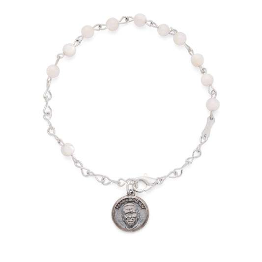 MONDO CATTOLICO ROMA Bracelet 19 cm (7.48 in) / 4 mm (0.16 in) Pope Leo XIV Bracelet with Mother of Pearl Beads