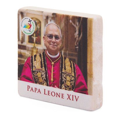 MONDO CATTOLICO ROMA Magnet 5x5 cm (1.97x1.97 in) Pope Leo XIV Marble Dust Magnet