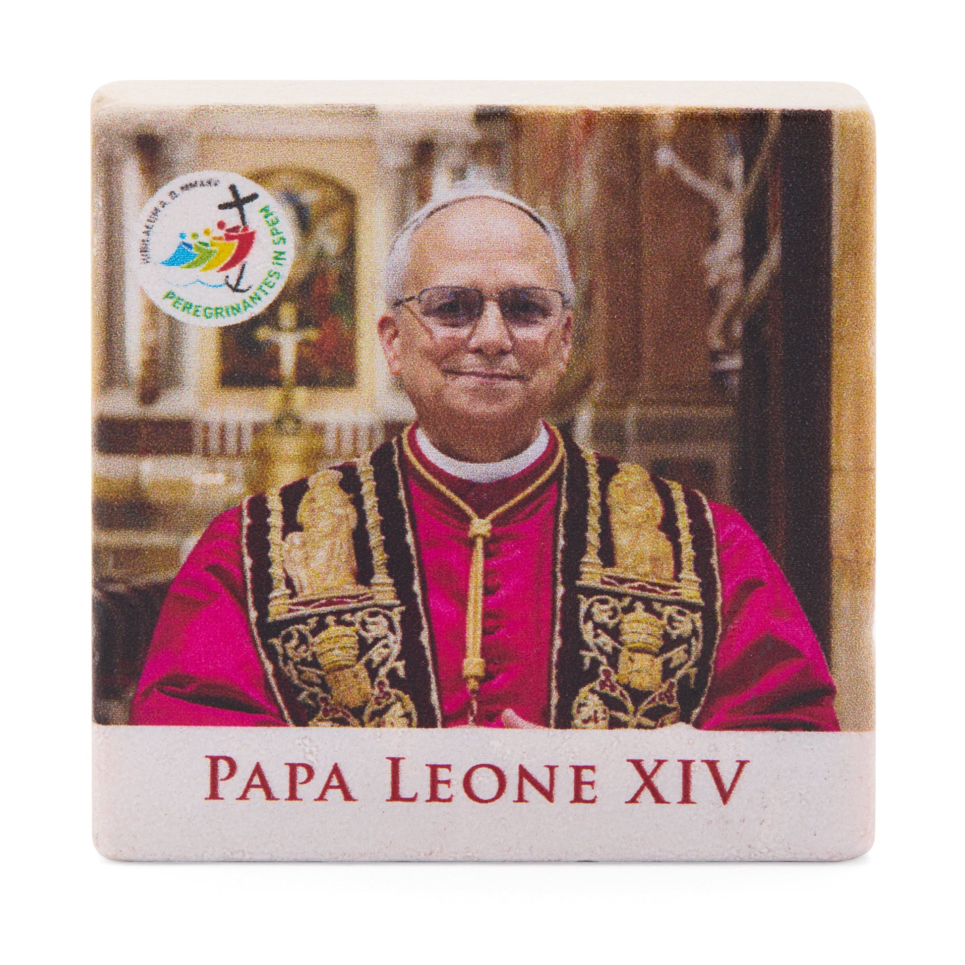 MONDO CATTOLICO ROMA Magnet 5x5 cm (1.97x1.97 in) Pope Leo XIV Marble Dust Magnet
