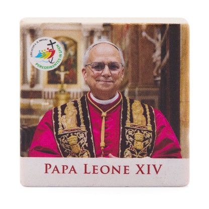 MONDO CATTOLICO ROMA Magnet 5x5 cm (1.97x1.97 in) Pope Leo XIV Marble Dust Magnet