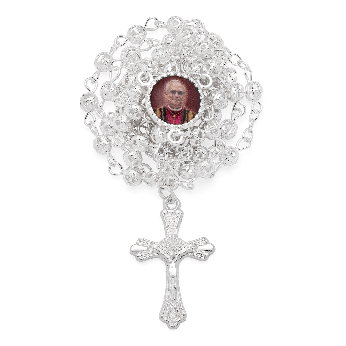 MONDO CATTOLICO ROMA Rosary Box 4 cm (1.57 in) / 4 mm (0.16 in) / 41 cm (16.14 in) Pope Leo XIV Metal Rosary Case with Metal Rosary