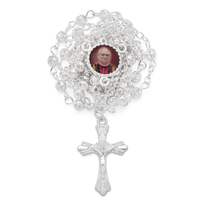 MONDO CATTOLICO ROMA Rosary Box 4 cm (1.57 in) / 4 mm (0.16 in) / 41 cm (16.14 in) Pope Leo XIV Metal Rosary Case with Metal Rosary