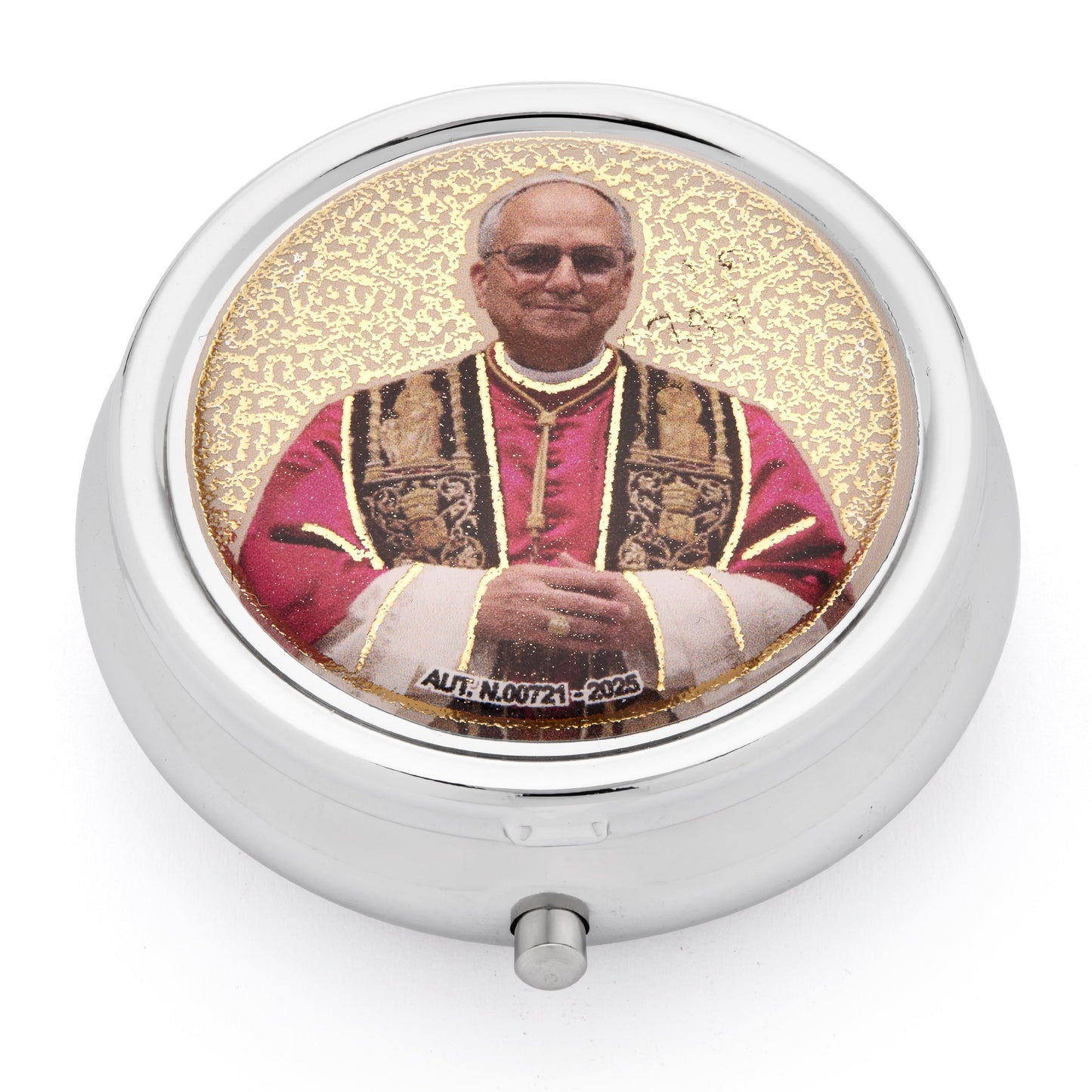 MONDO CATTOLICO ROMA Rosary Box 4 cm (1.57 in) / 4 mm (0.16 in) / 41 cm (16.14 in) Pope Leo XIV Metal Rosary Case with Metal Rosary