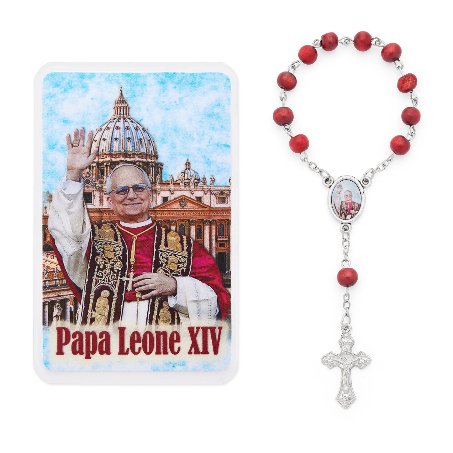 MONDO CATTOLICO ROMA Rosary 15 cm (5.91 in) / 5 mm (0.20 in) Pope Leo XIV One-Decade Rosary with Prayer Card
