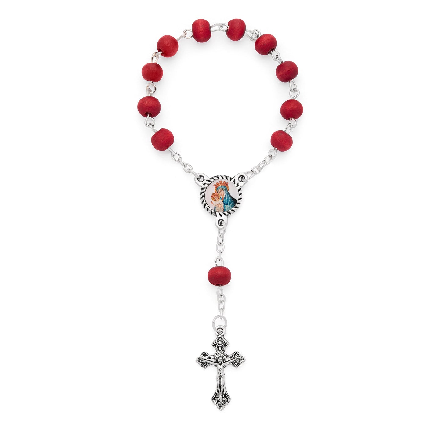 MONDO CATTOLICO ROMA Rosary 15 cm (5.91 in) / 6 mm (0.24 in) Pope Leo XIV One-Decade Rosary with Wooden Panel