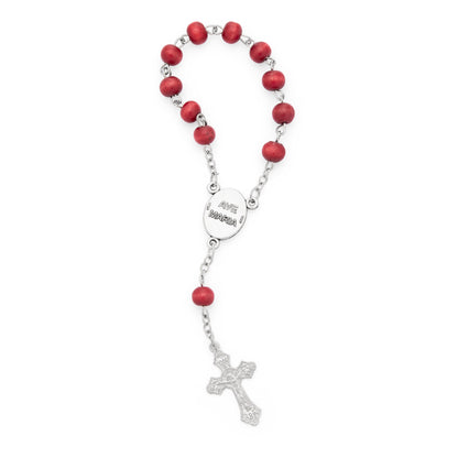 MONDO CATTOLICO ROMA Rosary 15 cm (5.91 in) / 6 mm (0.24 in) Pope Leo XIV One-Decade Rosary with Wooden Panel on Inauguration Day