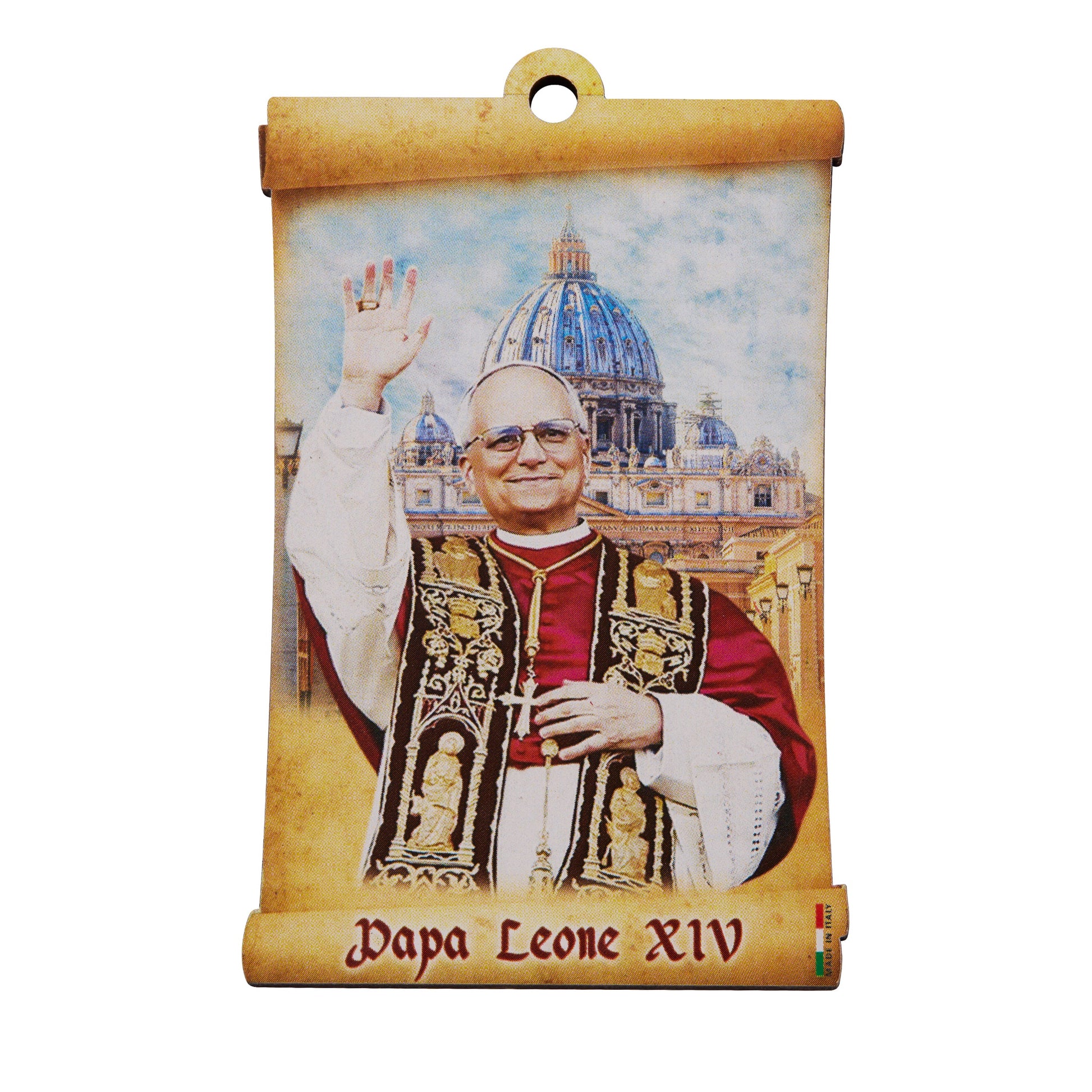 MONDO CATTOLICO ROMA Rosary 15 cm (5.91 in) / 6 mm (0.24 in) Pope Leo XIV One-Decade Rosary with Wooden Panel on Inauguration Day