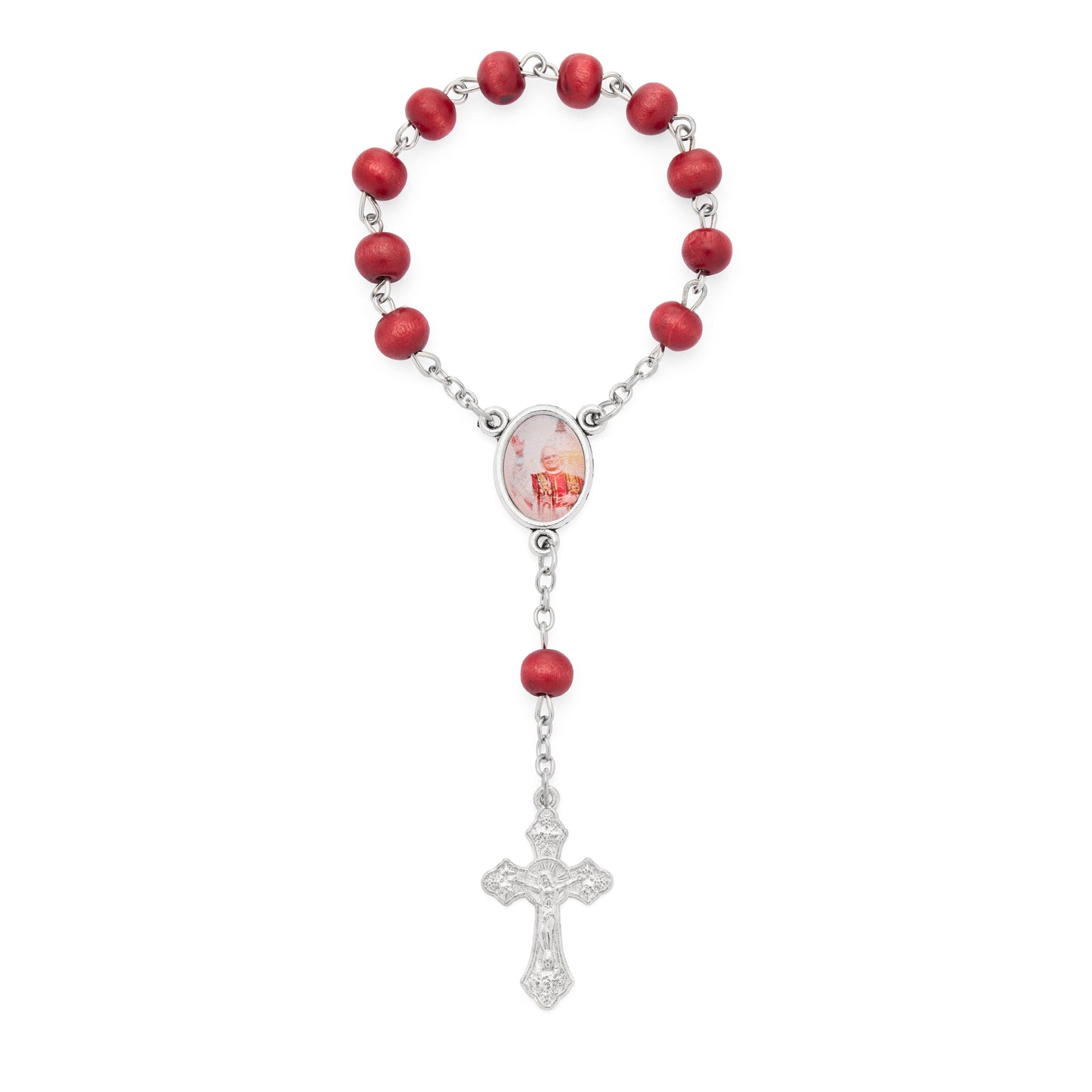 MONDO CATTOLICO ROMA Rosary 15 cm (5.91 in) / 6 mm (0.24 in) Pope Leo XIV One-Decade Rosary with Wooden Panel on Inauguration Day