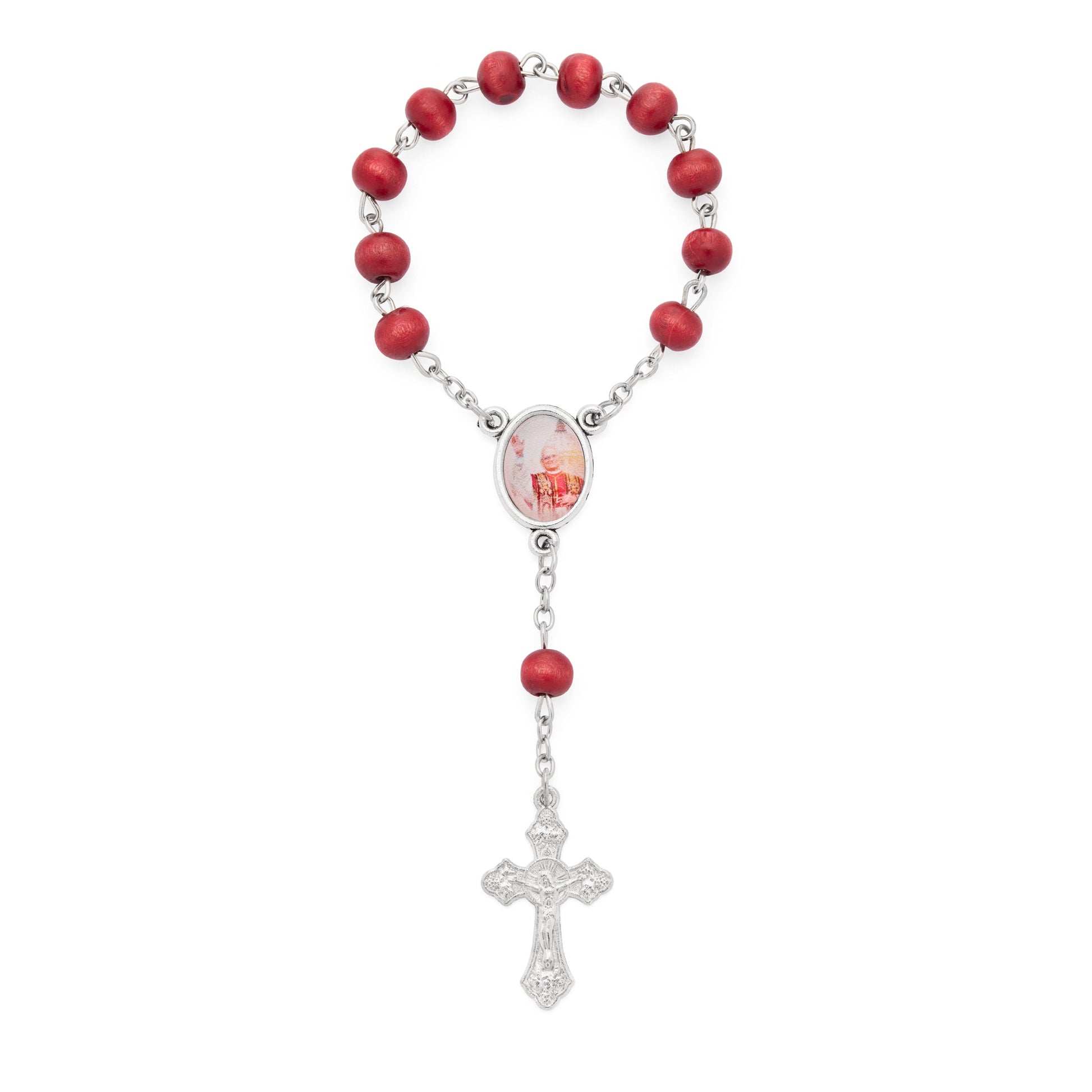 MONDO CATTOLICO ROMA Rosary 15 cm (5.91 in) / 6 mm (0.24 in) Pope Leo XIV One-Decade Rosary with Wooden Panel on Inauguration Day