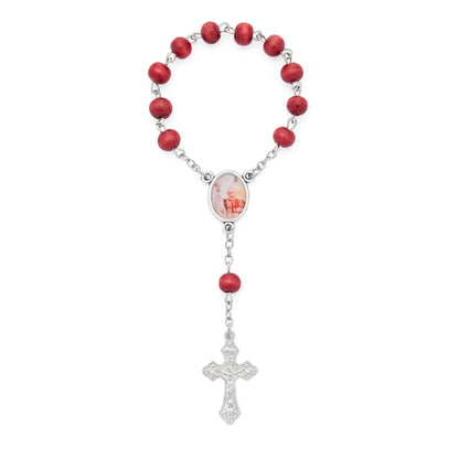 MONDO CATTOLICO ROMA Rosary 15 cm (5.91 in) / 6 mm (0.24 in) Pope Leo XIV One-Decade Rosary with Wooden Panel on Inauguration Day