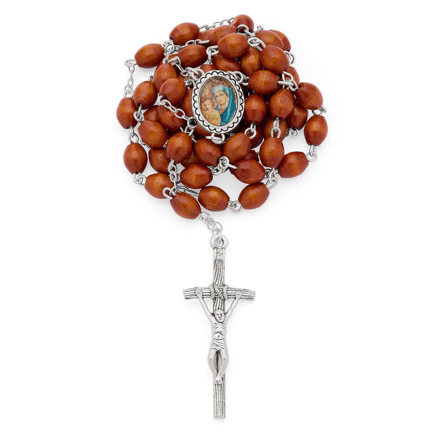 MONDO CATTOLICO ROMA Rosary Box 4x5.50 cm (1.57x2.17 in) / 7 mm (0.28 in) / 53 cm (20.90 in) Pope Leo XIV Red Rosary Case with Wood Rosary