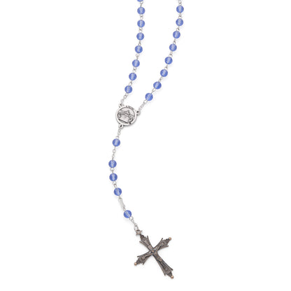 MONDO CATTOLICO ROMA Rosary 46 cm (18.11 in) / 64 cm (25.20 in) / 6 mm (0.24 in) Pope Leo XIV Rosary in Alpaca with Blue Crystal Beads