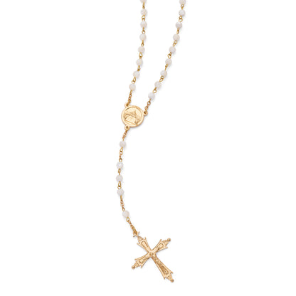 MONDO CATTOLICO ROMA Rosary 47 cm (18.50 in) / 65 cm (25.59 in) / 4 mm (0.16 in) Pope Leo XIV Rosary in Gold-Tone with Mother-of-Pearl Beads