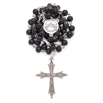 MONDO CATTOLICO ROMA Rosary 50 cm (19.69 in) / 70 cm (27.56 in) / 6 mm (0.24 in) Pope Leo XIV Rosary with Black Wooden Beads