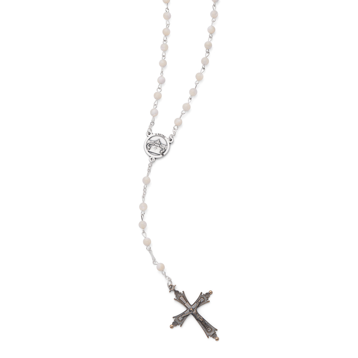 MONDO CATTOLICO ROMA Rosary 47 cm (18.50 in) / 65 cm (25.59 in) / 4 mm (0.16 in) Pope Leo XIV Rosary with Mother-of-Pearl Beads