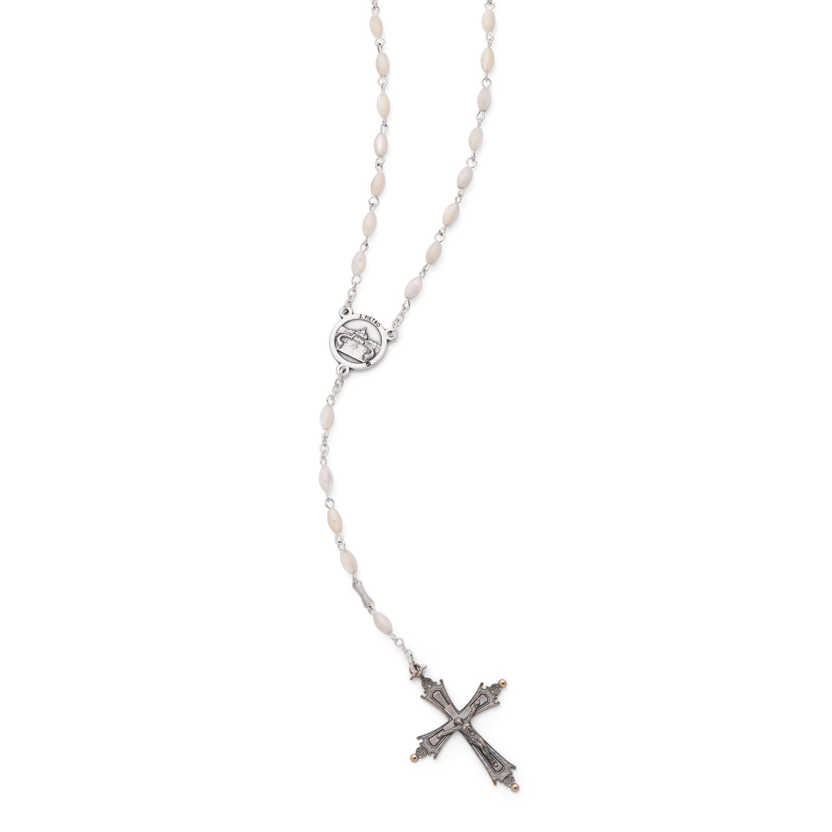 MONDO CATTOLICO ROMA Rosary 50 cm (19.69 in) / 68 cm (26.77 in) / 3 x 6 mm (0.12 x 0.24 in) Pope Leo XIV Rosary with Oval Mother-of-Pearl Beads