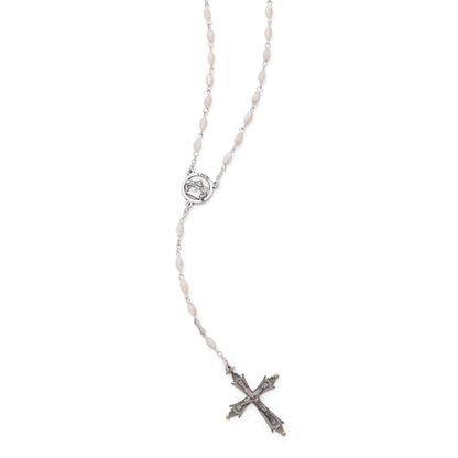 MONDO CATTOLICO ROMA Rosary 50 cm (19.69 in) / 68 cm (26.77 in) / 3 x 6 mm (0.12 x 0.24 in) Pope Leo XIV Rosary with Oval Mother-of-Pearl Beads