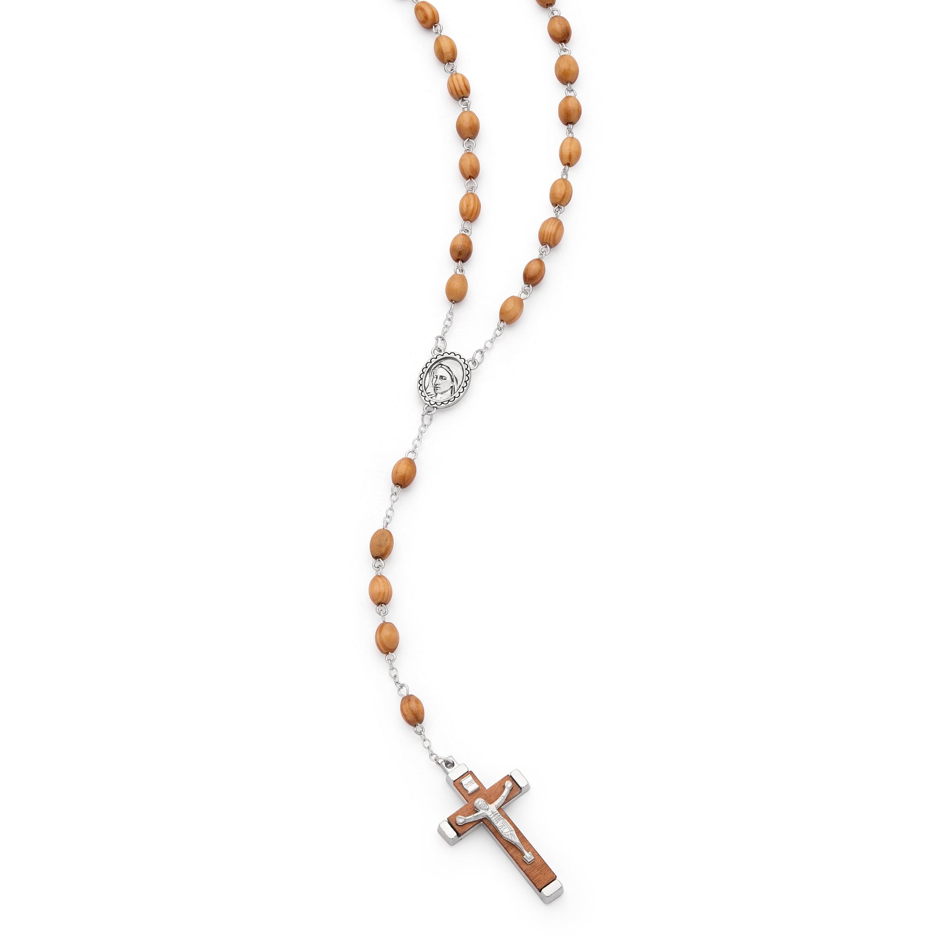 MONDO CATTOLICO ROMA Rosary 76 cm (29.92 in) / 56 cm (22.05 in) / 6 x 8 mm (0.24 x 0.31 in) Pope Leo XIV Rosary with Oval Wooden Beads and Metal Corpus Crucifix