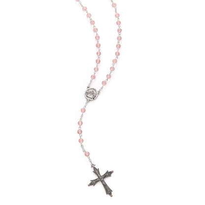 Pope Leo XIV Rosary with Pink Crystal Beads