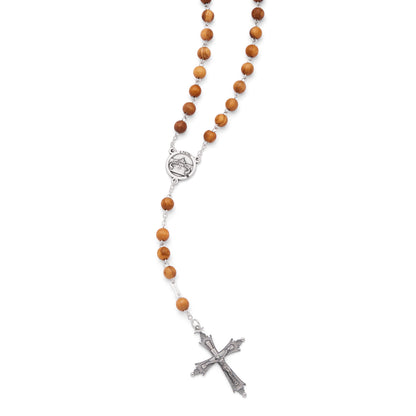 MONDO CATTOLICO ROMA Rosary 50 cm (19.69 in) / 70 cm (27.56 in) / 6 mm (0.24 in) Pope Leo XIV Rosary with Round Olive Wood Beads