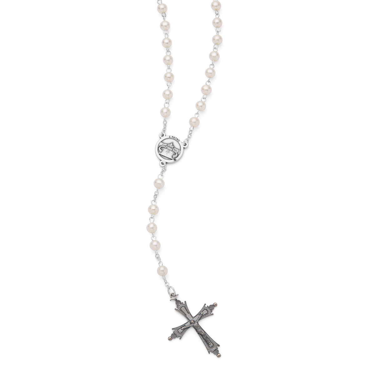 MONDO CATTOLICO ROMA Rosary 46 cm (18.11 in) / 64 cm (25.20 in) / 6 mm (0.24 in) Pope Leo XIV Rosary with Synthetic Pearl Beads