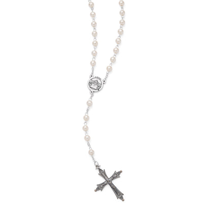 MONDO CATTOLICO ROMA Rosary 46 cm (18.11 in) / 64 cm (25.20 in) / 6 mm (0.24 in) Pope Leo XIV Rosary with Synthetic Pearl Beads