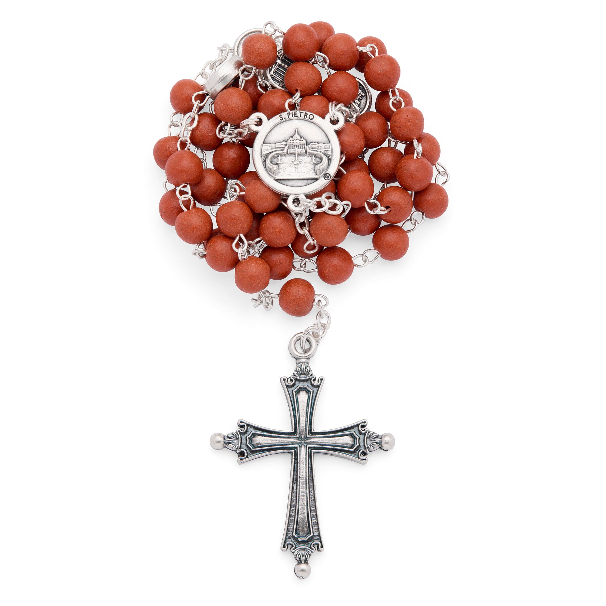 MONDO CATTOLICO ROMA Rosary 6 x 6 cm (2.36 x 2.36 in) / 70 cm (27.56 in) / 6 mm (0.24 in) Pope Leo XIV Rose Petal Rosary with Box