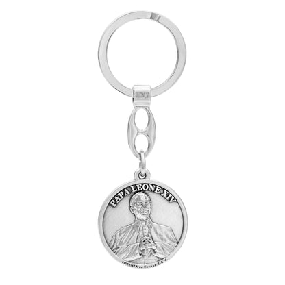 MONDO CATTOLICO ROMA Keychains Pope Leo XIV Round Keychain with St. Peter’s Basilica
