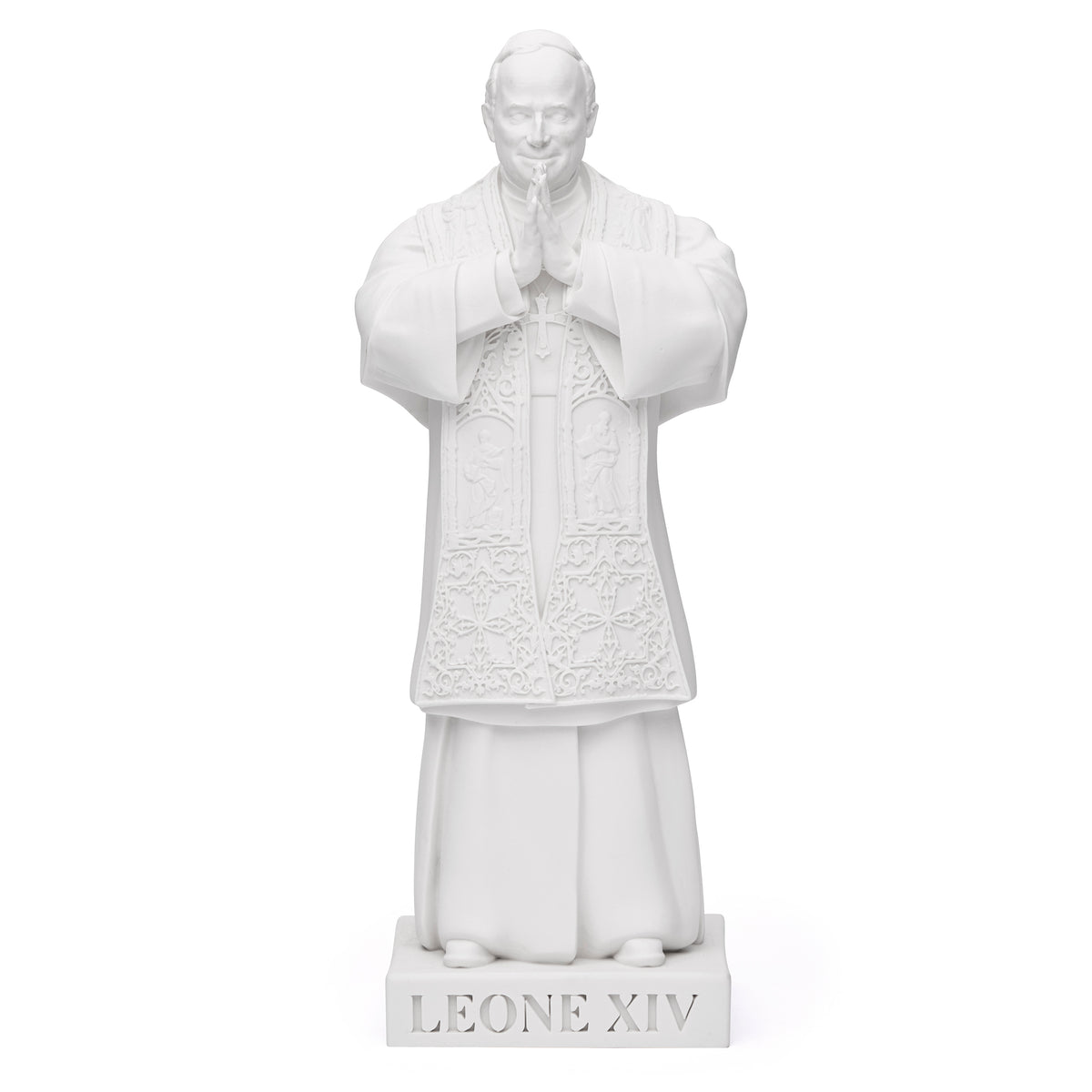Pope Leo XIV Statue in White Marble Dust