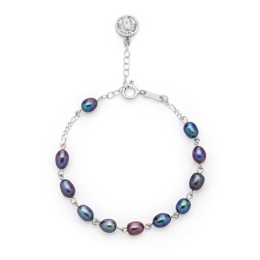 Mondo Cattolico Bracelet 17 - 21 cm (6.69 - 8.27 in) / 6 mm (0.24 in) Pope Leo XIV Sterling Silver Bracelet with Purple Freshwater Pearl Beads