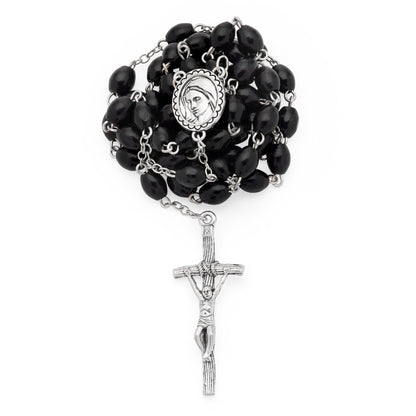 MONDO CATTOLICO ROMA Rosary Box 4x5.50 cm (1.57x2.17 in) / 7 mm (0.28 in) / 53 cm (20.90 in) Pope Leo XIV White Rosary Case with Wood Rosary