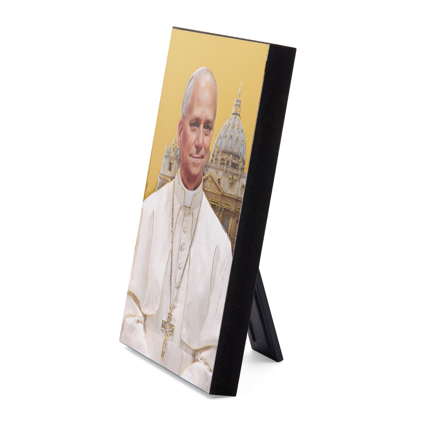 Mondo Cattolico Panel 6.50 x 9.50 cm (2.56 x 3.74 in) Pope Leo XIV Wooden Panel with St. Peter's Basilica