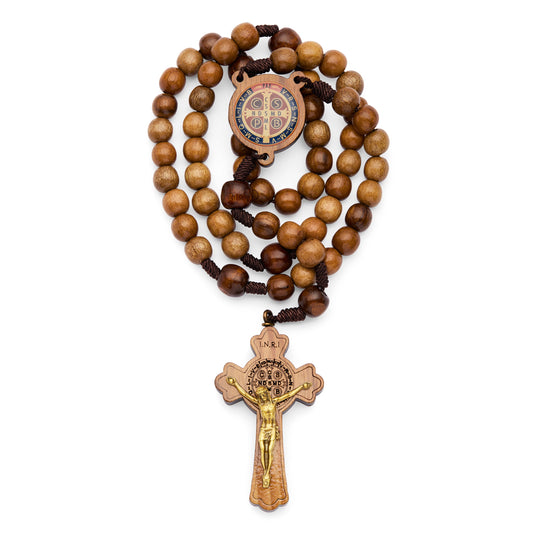 MONDO CATTOLICO ROMA Prayer Beads 52 cm (20.47 in) / 62 cm (24.41 in) / 10 mm (0.39 in) Pouch with Saint Benedict Rosary